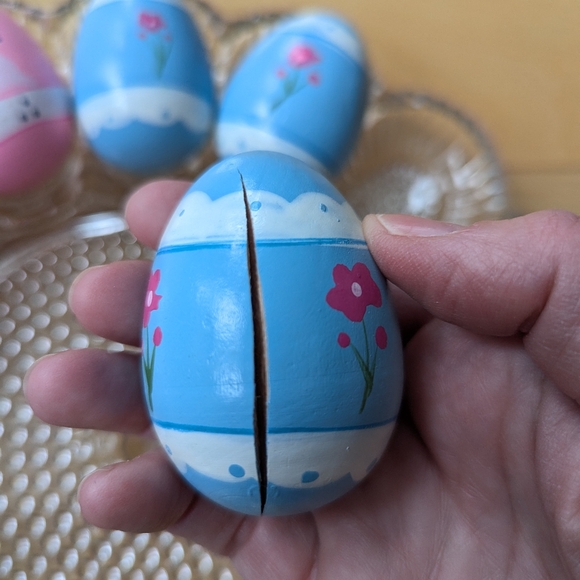 Vintage Lillian Vernon Pastel Hand Painted Wood Easter Eggs| Duck Rabbit - Dozen - Picture 8 of 15